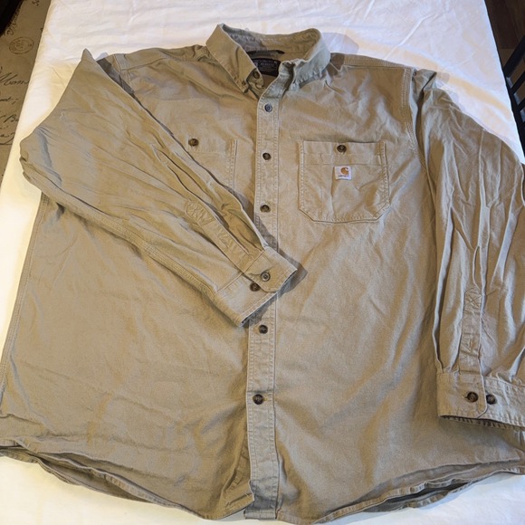 Carhartt Shirt Mens Size XXL Brown Rugged Flex Relaxed Fit Canvas Work Utility - Picture 3 of 7